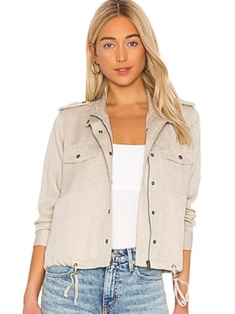Rails Beige Utility Jacket Drawstring Hem Medium
